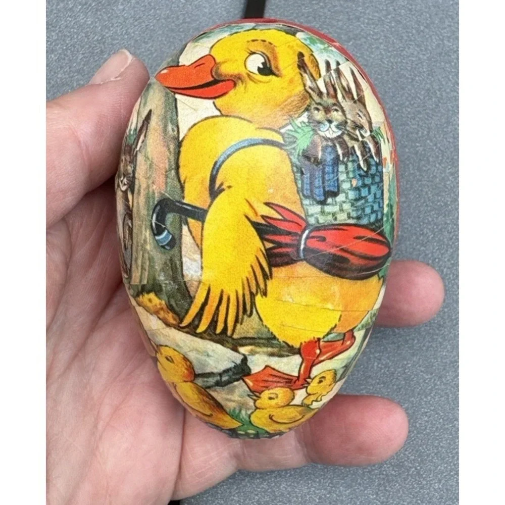 Vintage paper mache Easter eggs candy containers Germany flowers ducks rabbits
